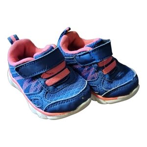 Baby Girl's Garanimals Sneakers Tennis Shoes Pink Blue Padded Sole Velcro Straps